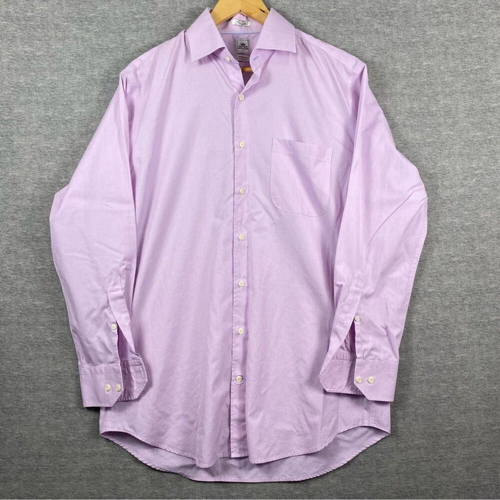 Peter Millar Shirt Men's Large Purple Checkered Nanoluxe Button Down Long Sleeve